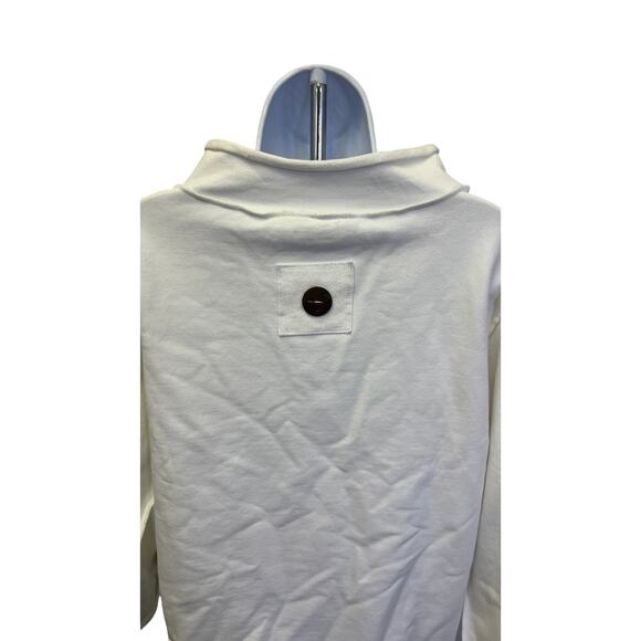 🤍 Neon Buddha US S Womens Ivory Cowl Neck Pullover Sweatshirt Button Cuffs - Picture 4 of 4